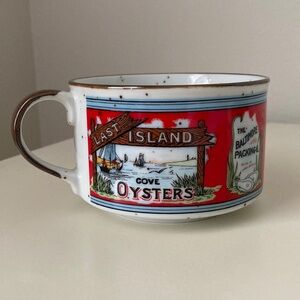 Vintage Tabasco Sauce Avery Island Louisiana Oysters Fabled Labels 
Soup Mug